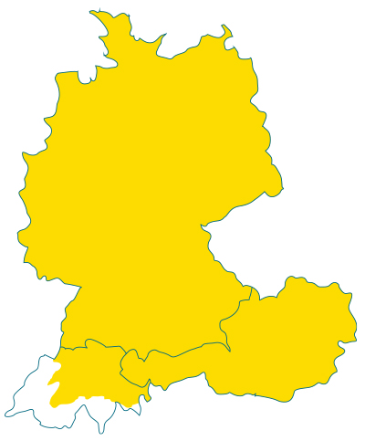 A map of the German speaking region included in the chapter: Germany; Austria; Northern Switzerland