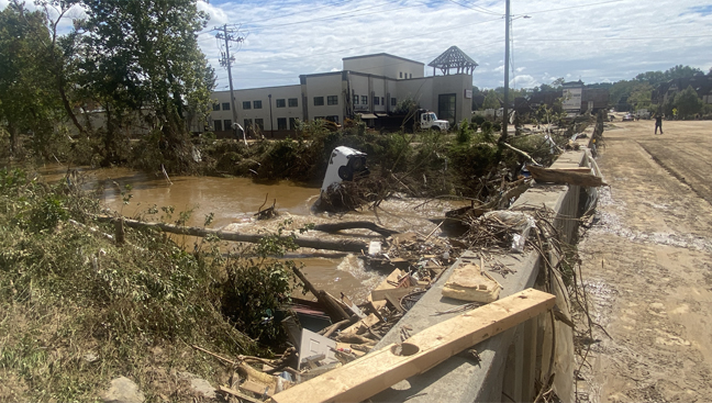 Aftermath of Hurricane Helene near Biltmore Village in Asheville, NC