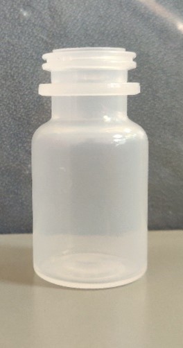 A plastic 10ml medicine vial made with polypropylene 